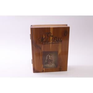 The Holy Bible, Wood Box, Book Case, Jesus Christ, 8x6", Durable ~ 260107-WH 885
